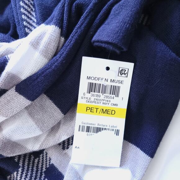 NEW Charter Club Lightweight Cardigan Sweater Petite Medium PM Navy Windowpane - Picture 7 of 8